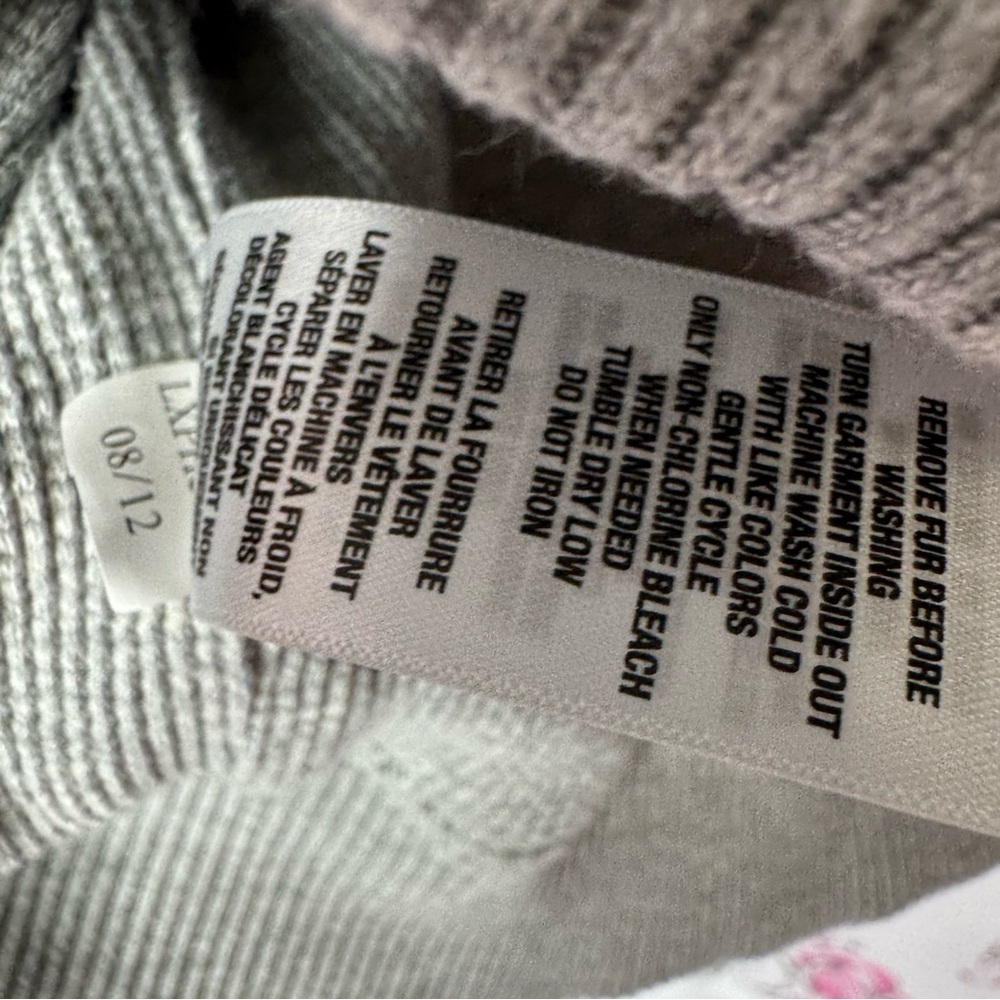 Aeropostale hoodie fur trim hood knit crochet neon inside hood zip up sweater - Picture 13 of 14